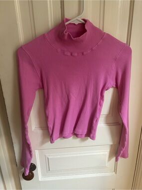 Big Bud Press Bubblegum Pink Ribbed Mock Neck Long Sleeve Top